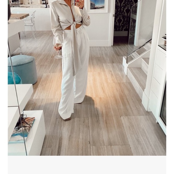 Nonchalant Fabi Wide Leg Pants In White 